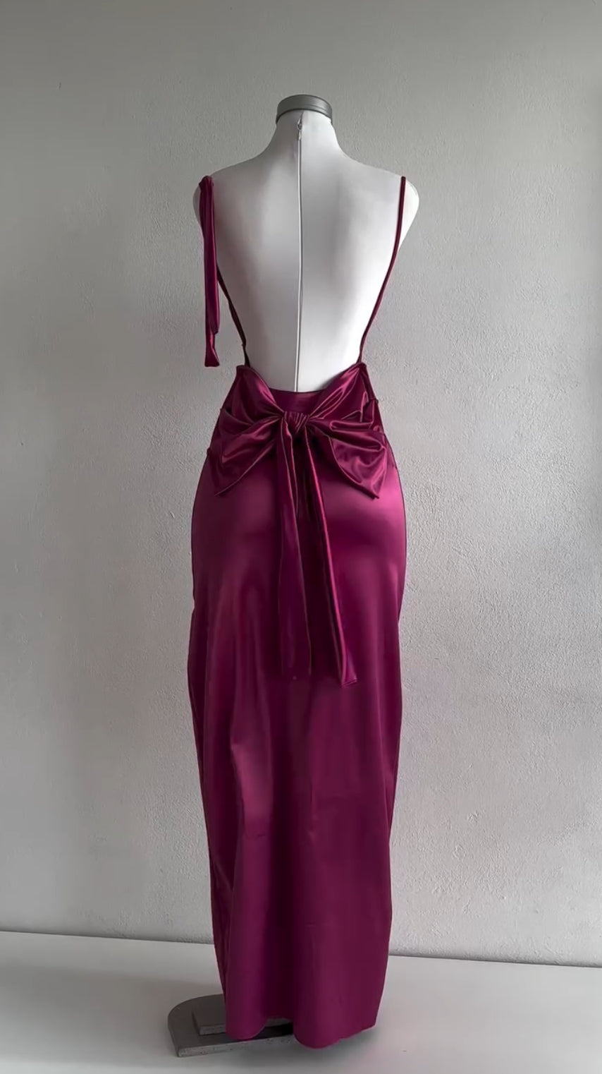 Back Bow Satin Dress