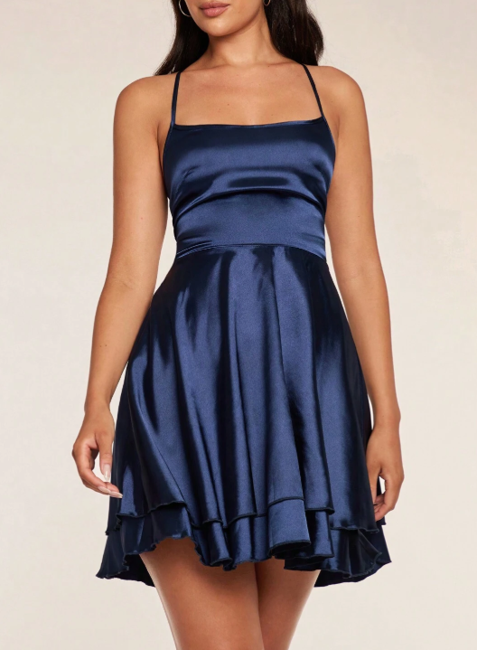 Layered Mini Satin Dress