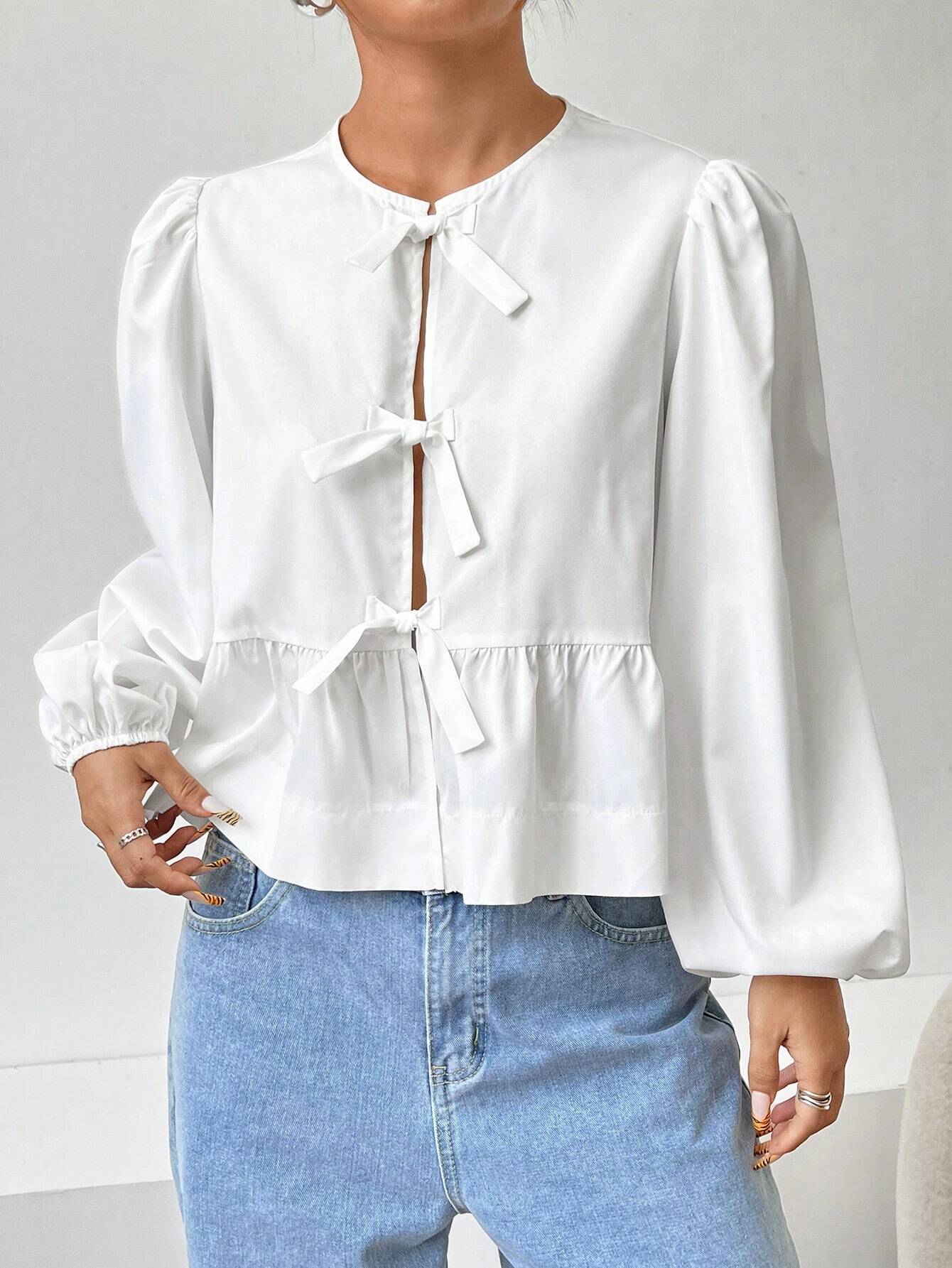 Women Front Bow Short Top