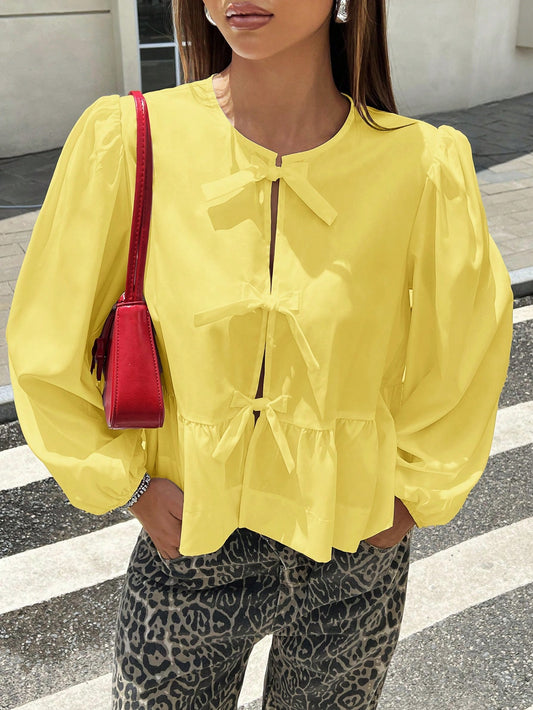 Women Front Bow Short Top