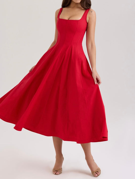 Corset Red Midi Dress
