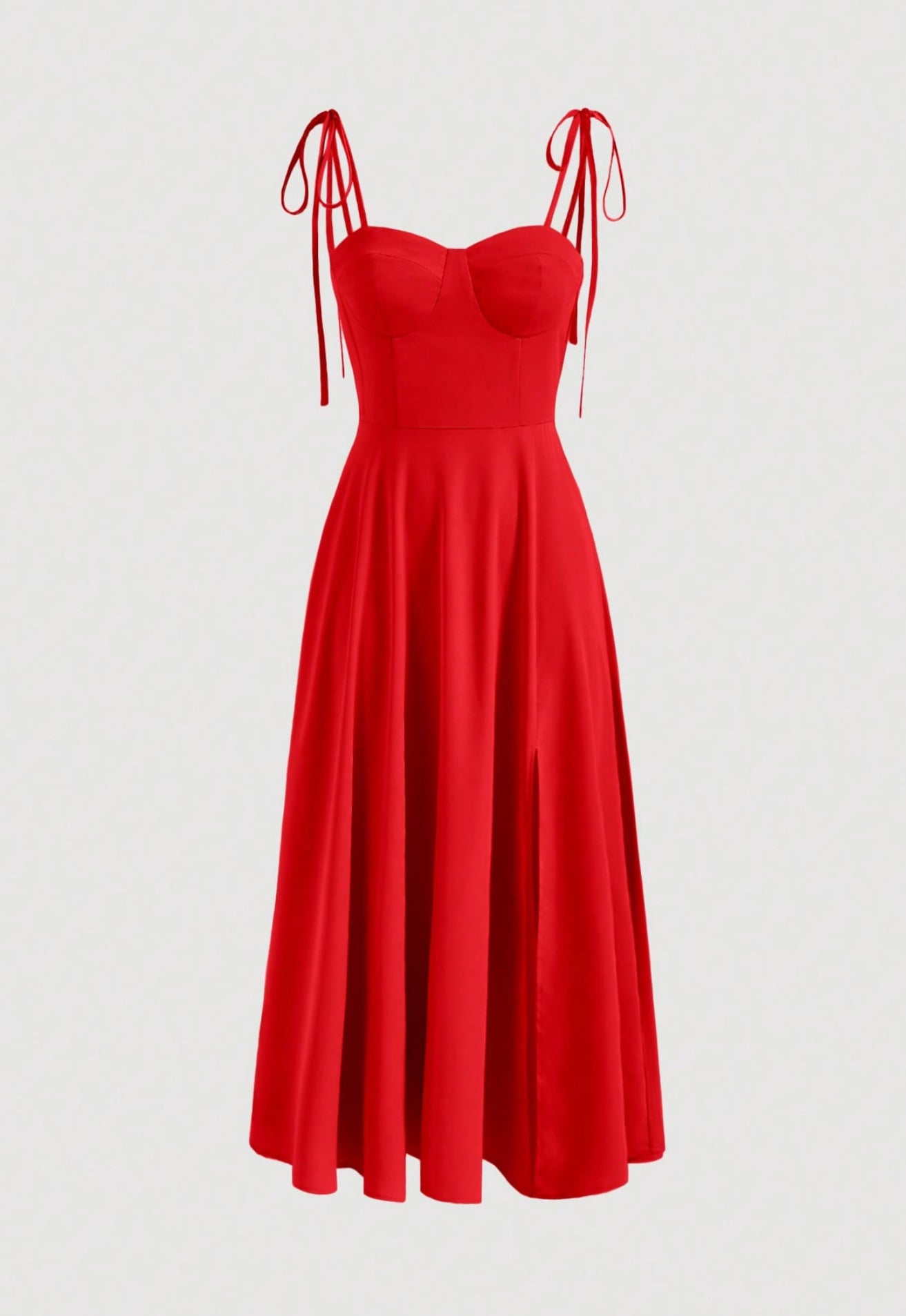Shoulder tie Fit & Flare Midi Dress