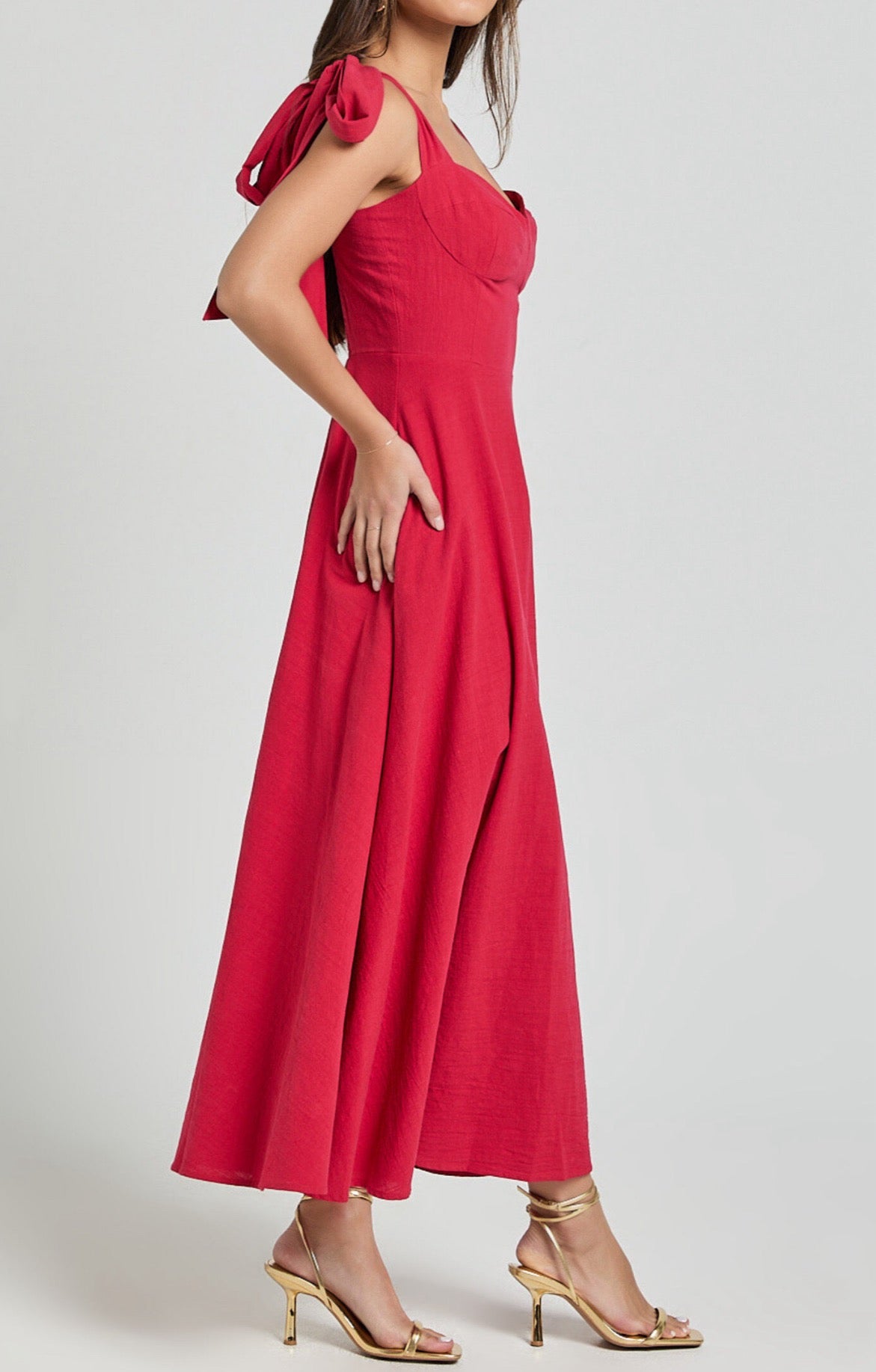 Shoulder Bow Maxi Dress