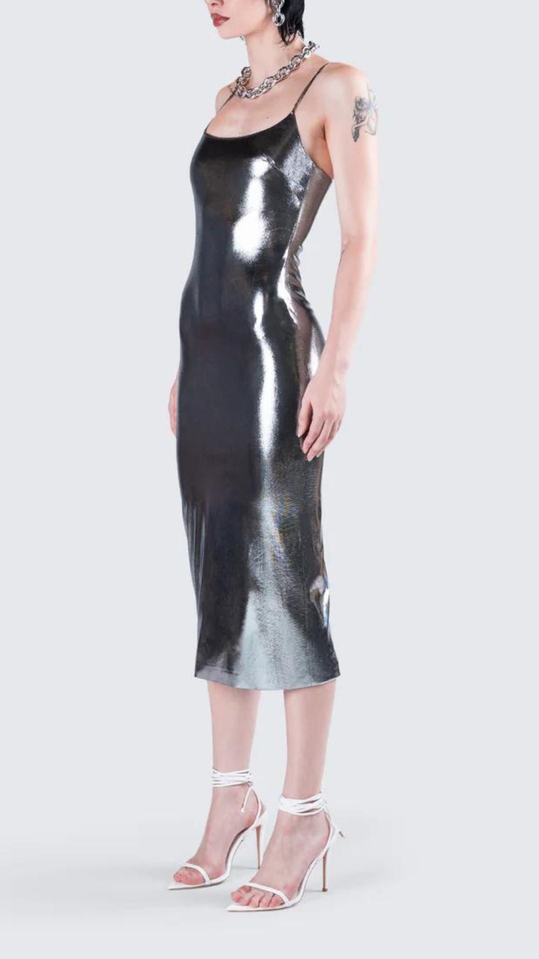 Metallic Bodycon Maxi Dress