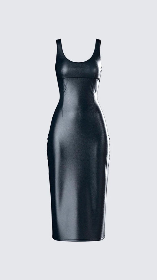 Midi Leather-Lycra Dress