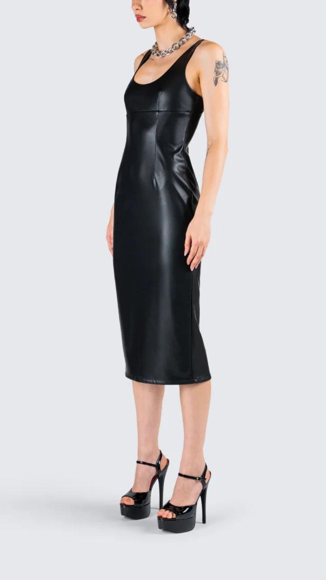 Midi Leather-Lycra Dress