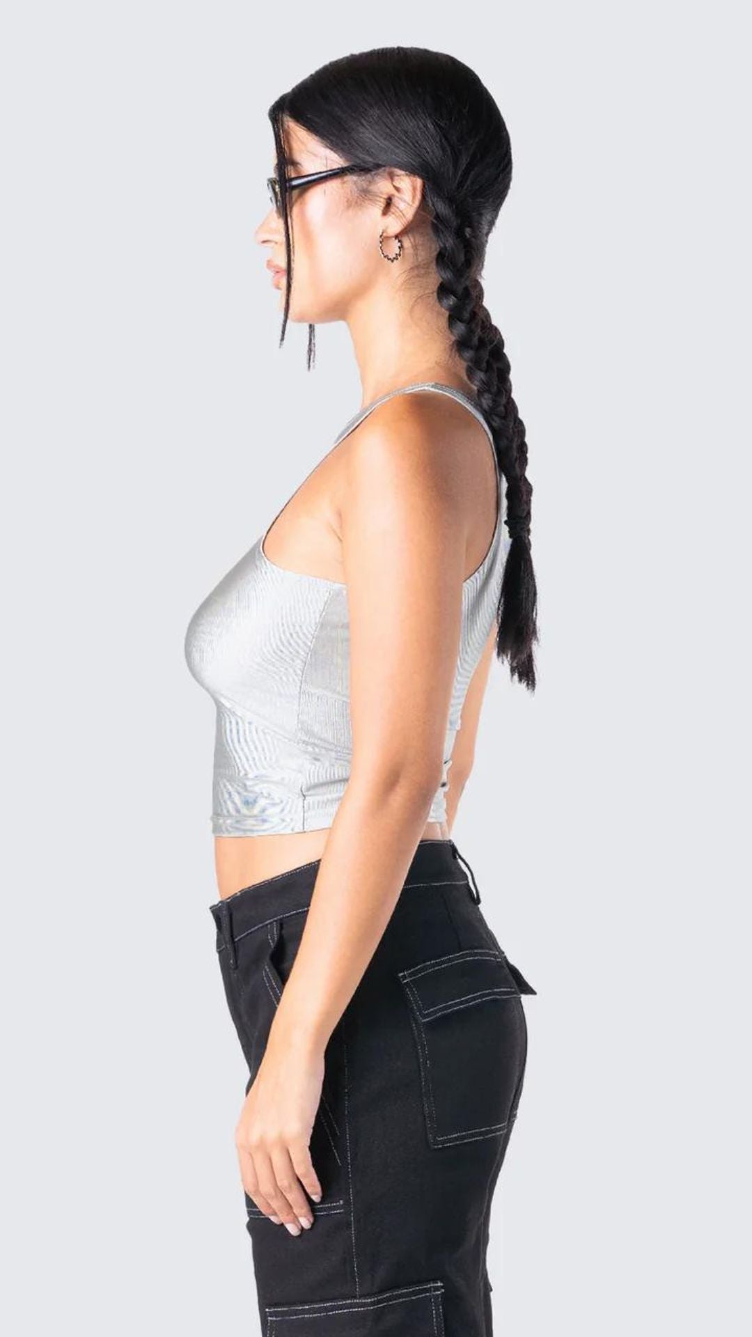 Metallic Silver Tank Top