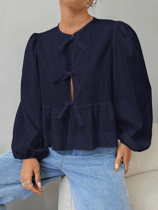 Women Front Bow Short Top