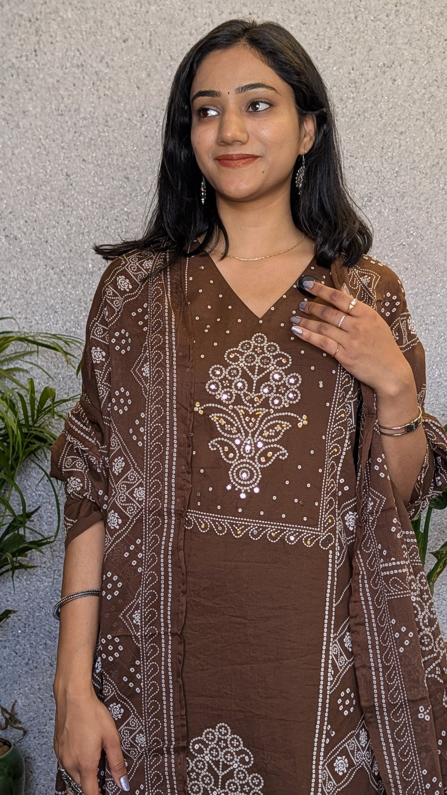 Bandhej Style Cotton Kurta set