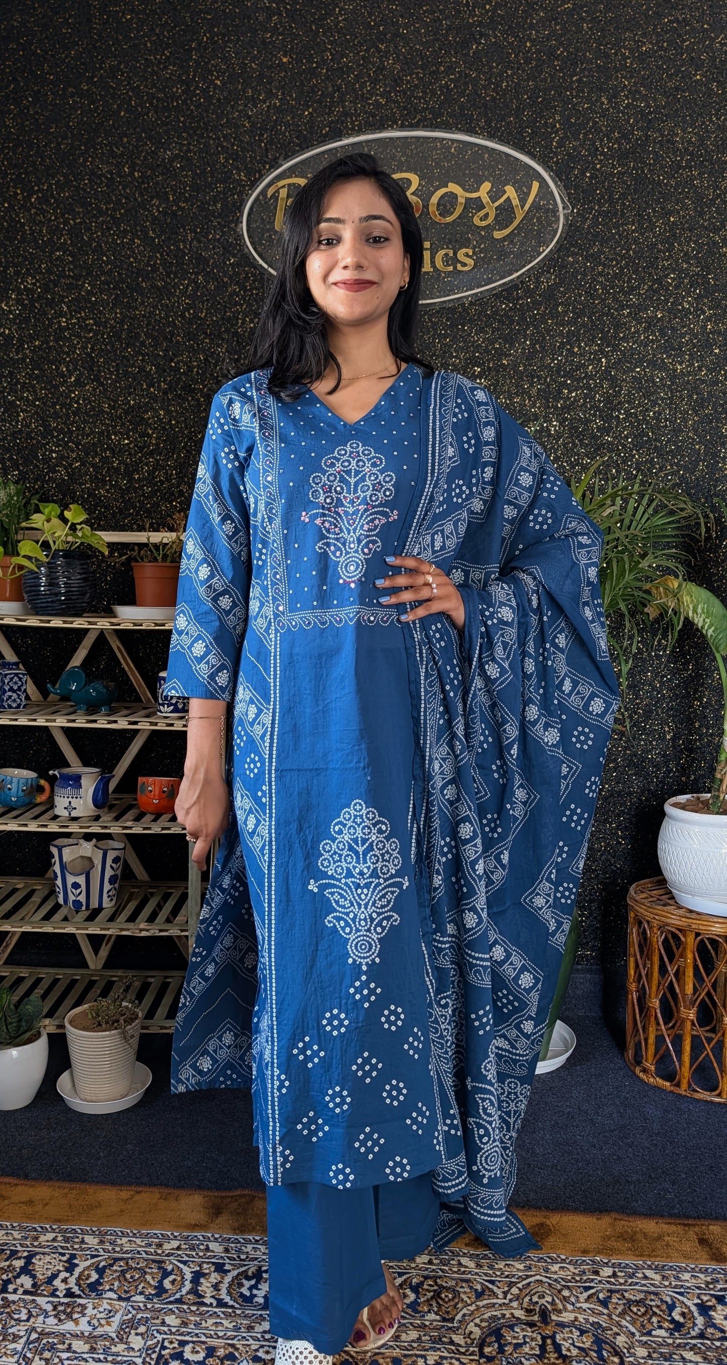 Bandhej Style Cotton Kurta set