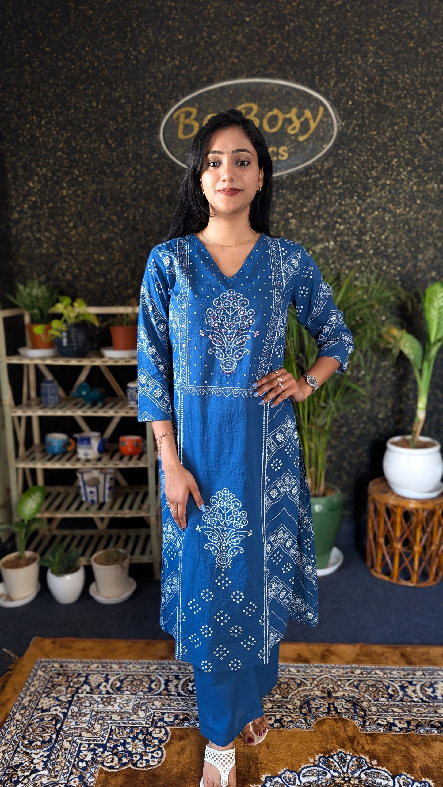 Bandhej Style Cotton Kurta set