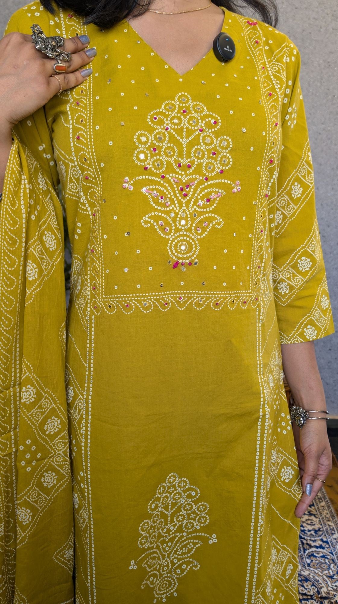 Bandhej Style Cotton Kurta set