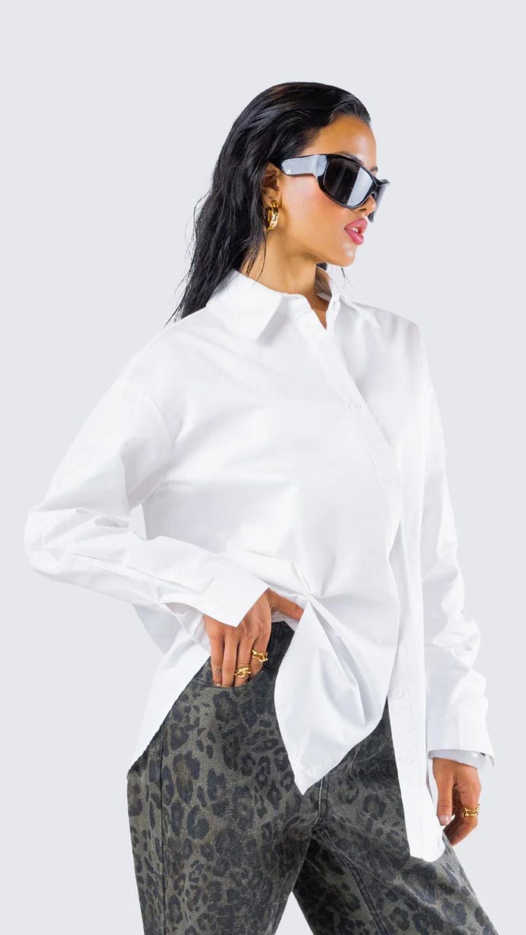 White Full Sleeve Shirt with Big Collar