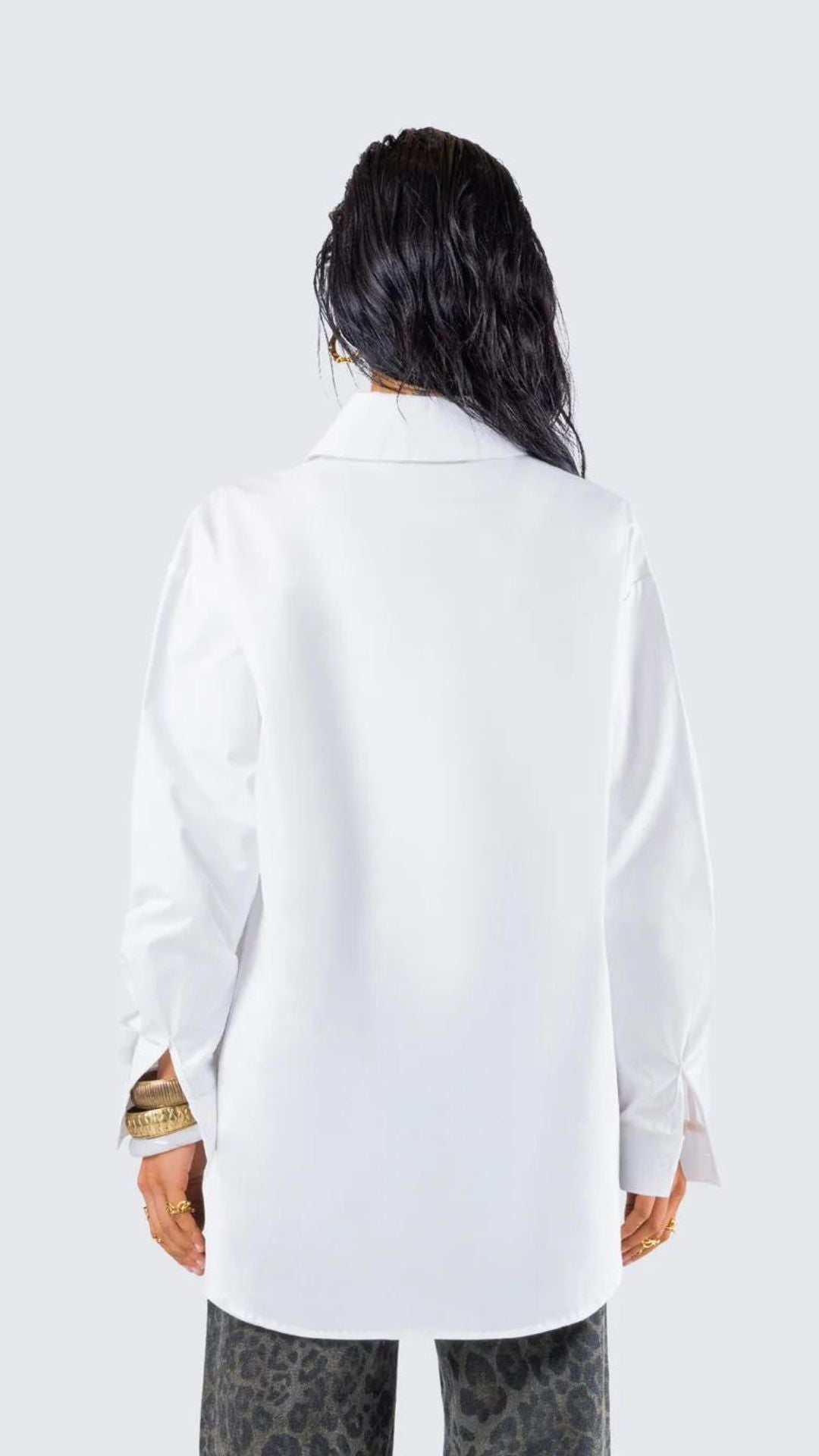 White Full Sleeve Shirt with Big Collar