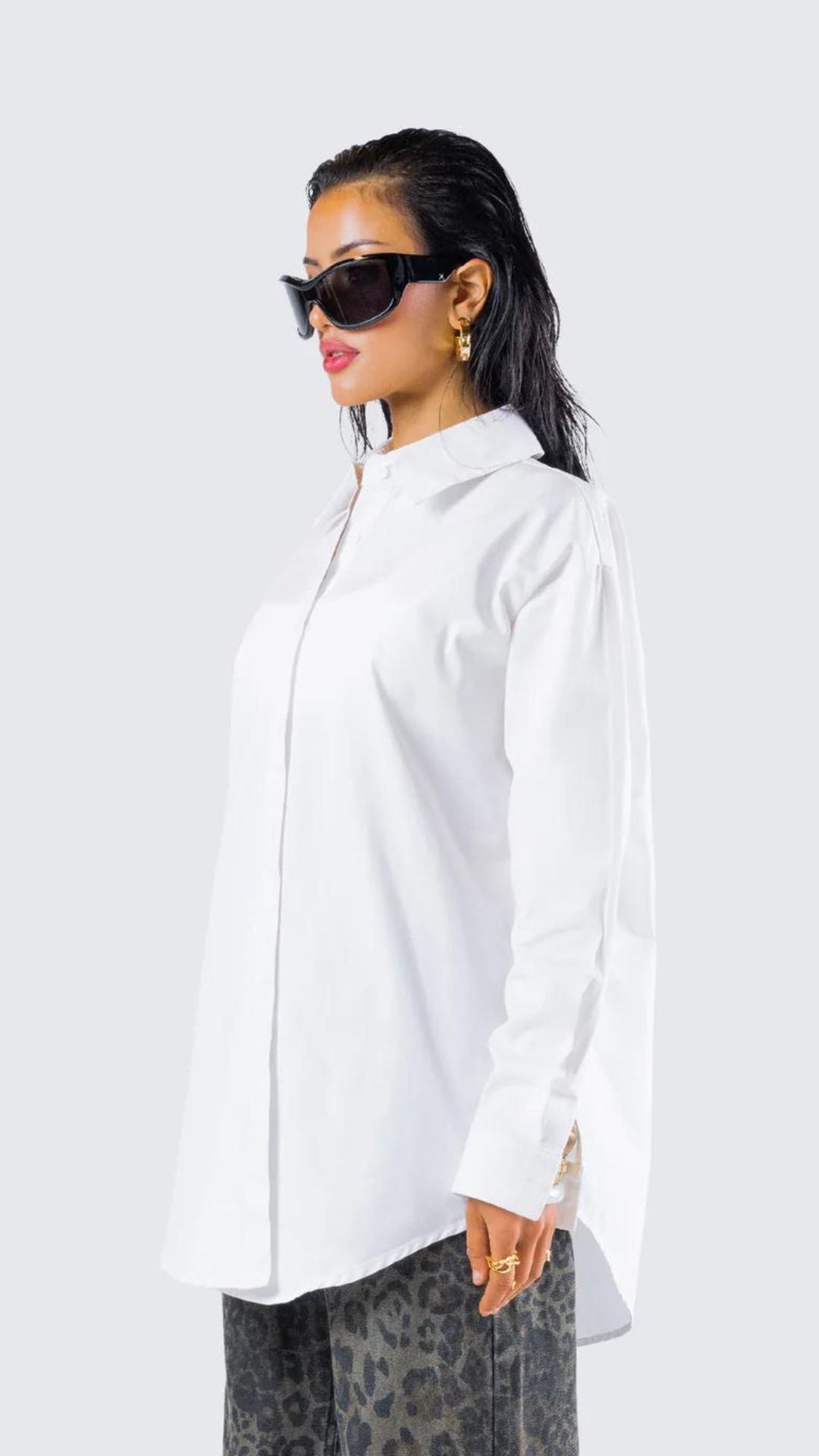 White Full Sleeve Shirt with Big Collar