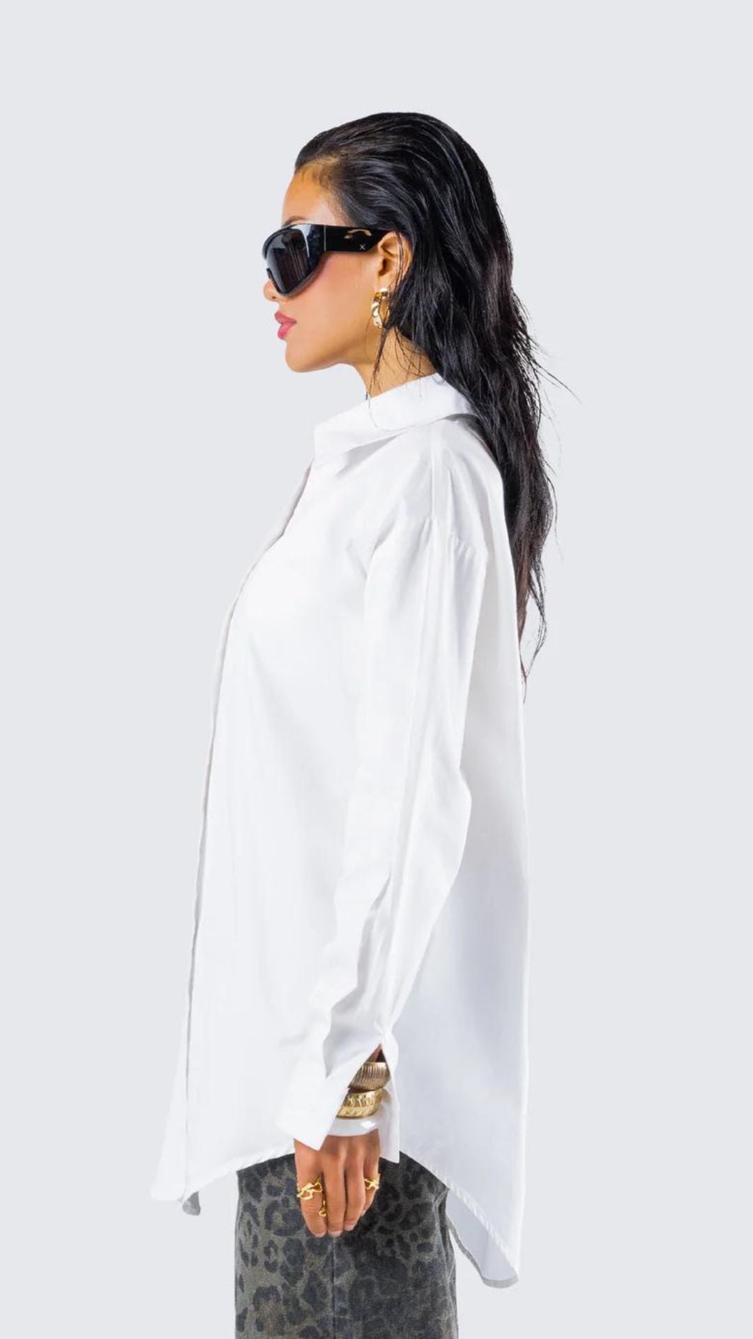 White Full Sleeve Shirt with Big Collar