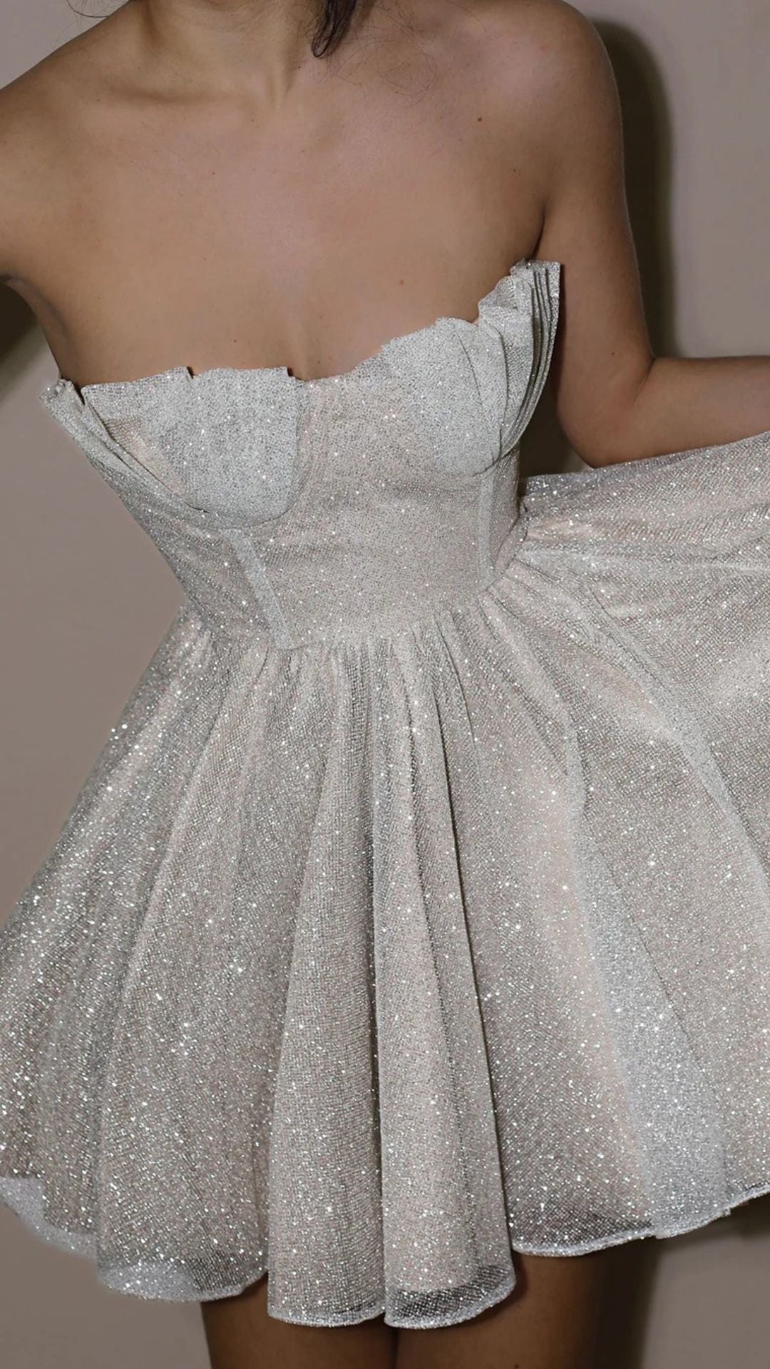 Silver Glitter shell Mini Dress