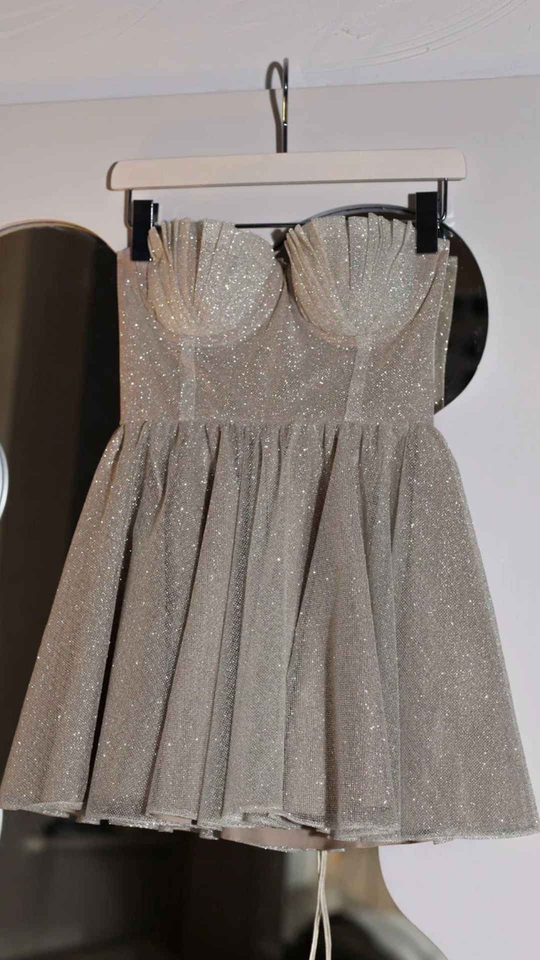 Silver Glitter shell Mini Dress