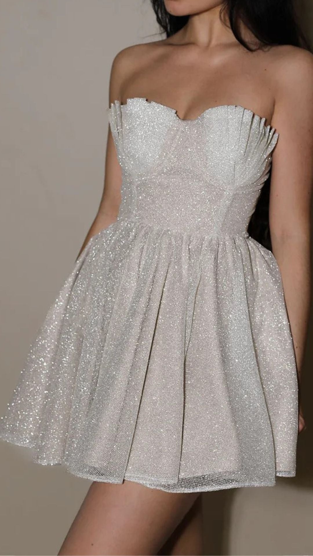 Silver Glitter shell Mini Dress