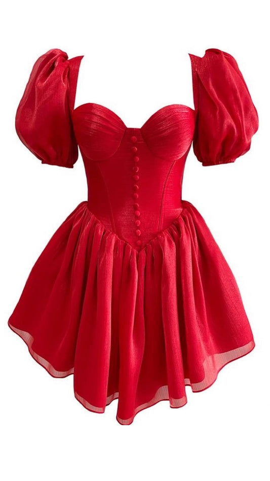 Red Fit & Flare Corset Dress