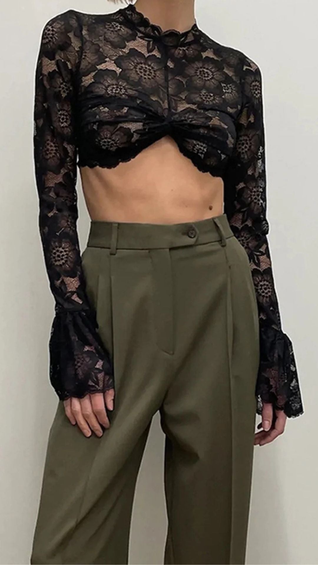 Women Lace Slim Fit Crop Top