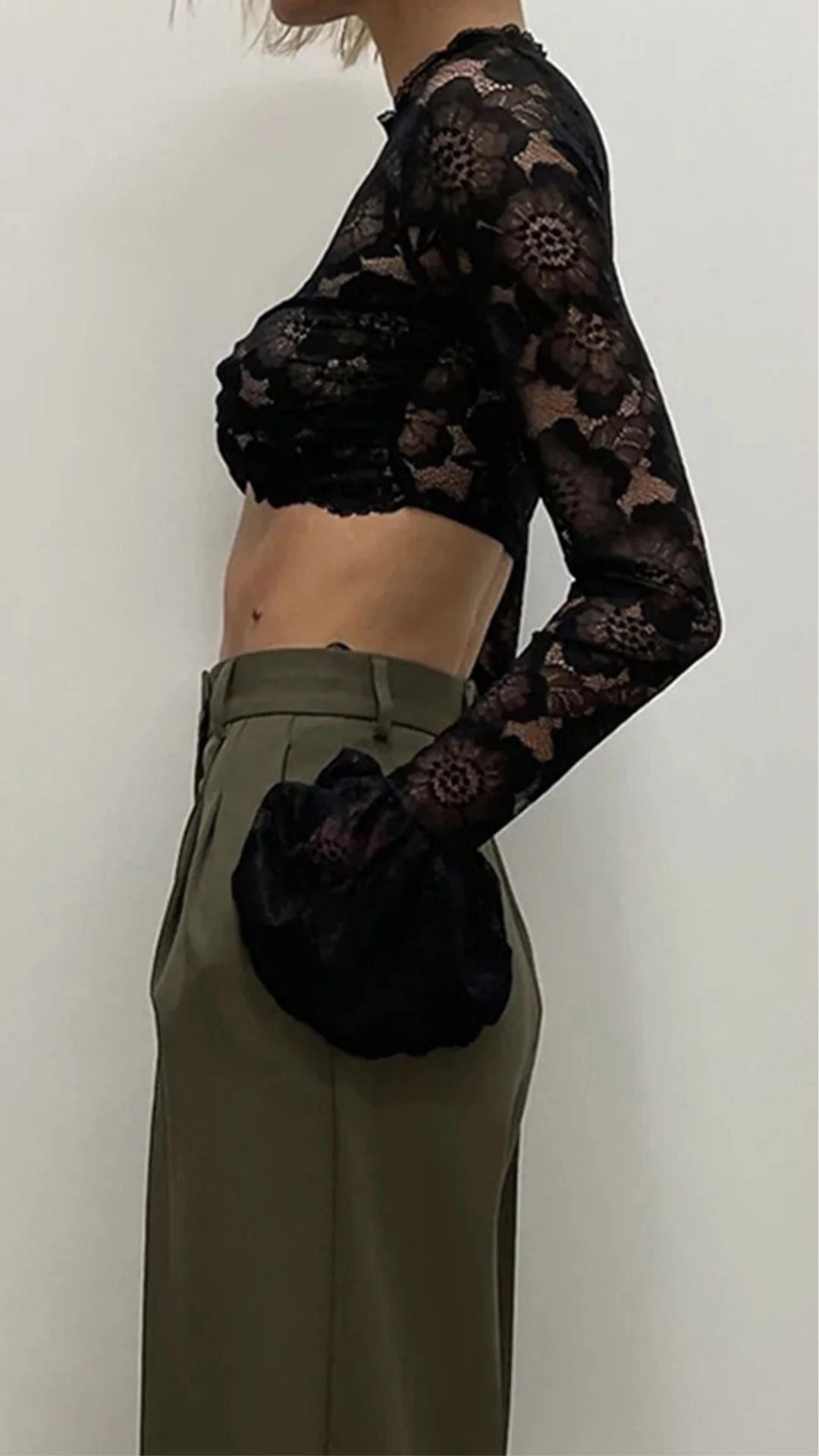 Women Lace Slim Fit Crop Top