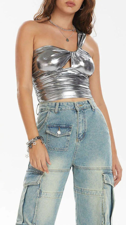 Metallic Silver  Top